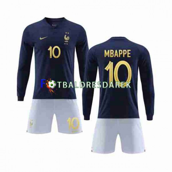 Francie Mbappé 10 Dres Domácí MS ve fotbale 2022 Dlouhý rukáv ,Dětské