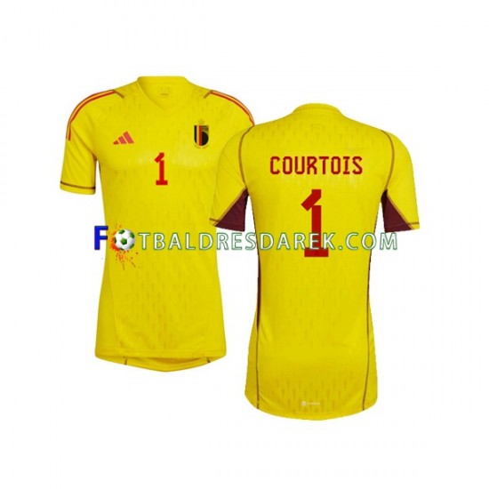 Belgie Brankářské Courtois 1 Dres Venkovní MS ve fotbale 2022 Krátký rukáv ,Muže