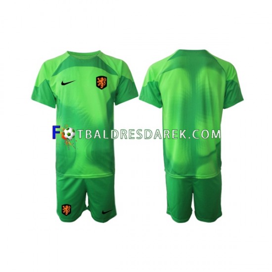 Nizozemsko Brankářské Dres Venkovní MS ve fotbale 2022 Krátký rukáv ,Dětské