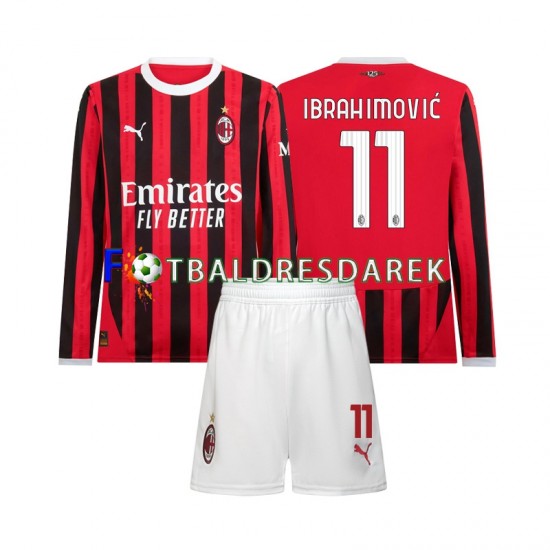 AC Milán Ibrahimovic 11 Dres Domácí 2024-2025 Dlouhý rukáv ,Dětské