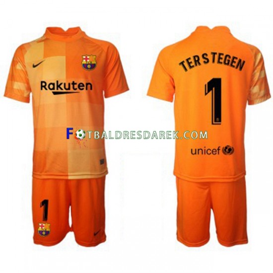 FC Barcelona Brankářské Ter Stegen 1 Dres Domácí 2021-2022 Krátký rukáv ,Dětské