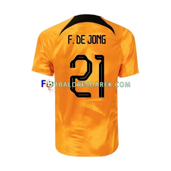 Nizozemsko Frenkie de Jong 21 Dres Domácí MS ve fotbale 2022 Krátký rukáv ,Muže
